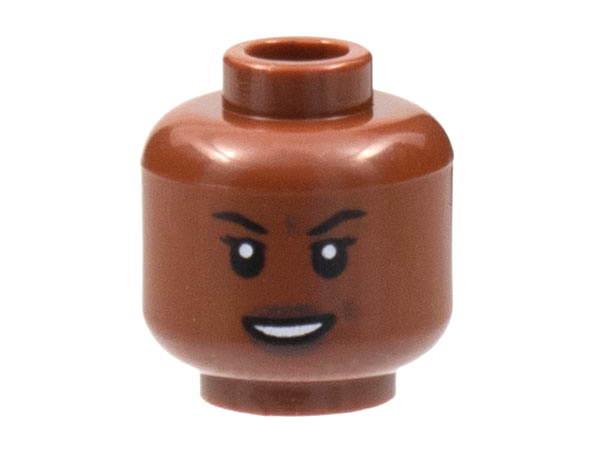 Minifigure, Head Female Black Eyebrows, Open Smile and White Teeth Pattern - Hollow Stud