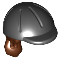 Mini Doll, Hair Combo, Hair with Hat, Long Ponytail, Side Bangs, Hole in Back with Molded Black Horse Riding Helmet Pattern