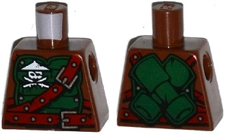 LEGO part Torso Ninjago Green Armor with Belts, Ninja Skull with Crossed Swords and Scabbards Pattern 973pb2303
