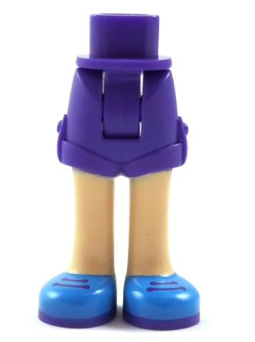 Mini Pop Heupen en Shorts met Licht Nougat Benen en Donker Azure Schoenen met Donker Paars Zolen en Veter Patroon - Dik Scharnier