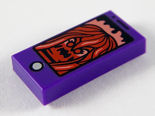 Tile 1 x 2 with Cell Phone / Smartphone and Dark Red Ghost Pattern
