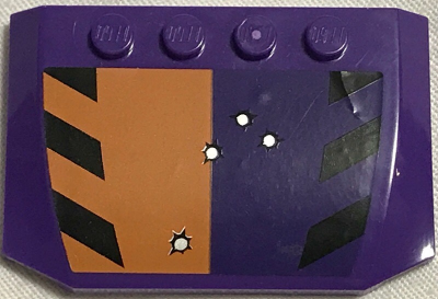 Wedge 4 x 6 x 2/3 Triple Curved with Bullet Holes and Black Stripes on Orange and Dark Purple Background Pattern (Sticker) - Set 6864