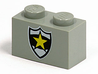 Brick 1 x 2 with Police Yellow Star Badge Pattern
