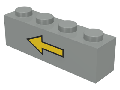 Brick 1 x 4 with Yellow Left Arrow and Black Border Pattern