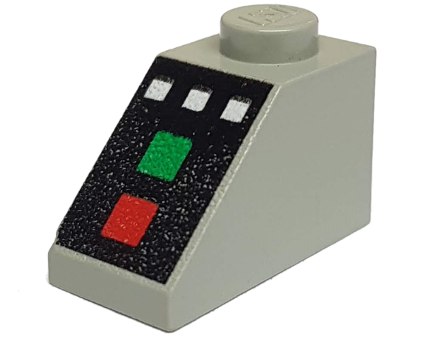 Slope 45 2 x 1 with 3 White Buttons, Red and Green Lamps Pattern