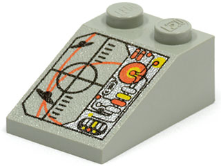 Slope 33 3 x 2 with Black Crosshairs and UFOs on Screen, Silver Control Panel with Circuitry Pattern