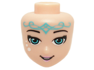 Mini Doll, Head Friends with Bright Pink Lips, White Spots and Medium Azure Eyes and Tribal Markings Pattern (Naida Riverheart)