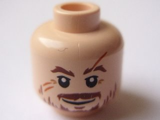 Minifigure, Head Moustache Brown, Scratches/Scars across Face Pattern (HP Professor Lupin)