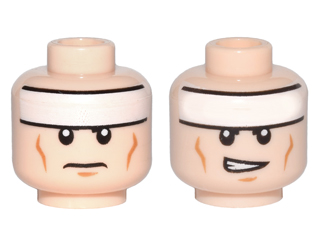 Minifigure, Head Dual Sided White Headband and Cheek Lines, Frown / Determined Pattern (Batman)