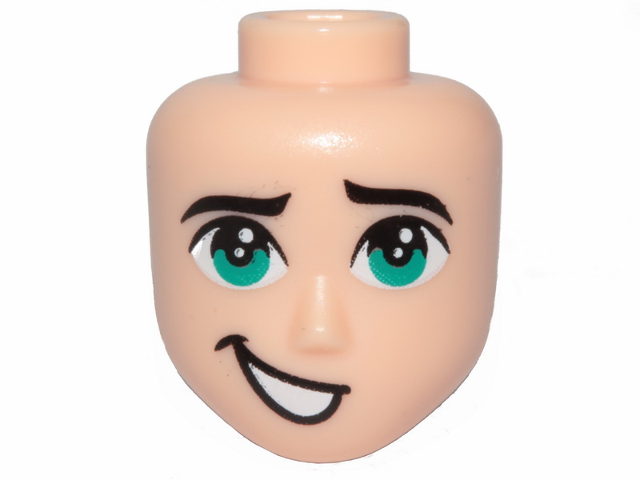 Mini Doll, Head Friends Male Large with Dark Turquoise Eyes and Lopsided Open Mouth Smile Pattern (Tempo)