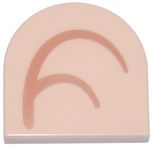 Tile, Round 2 x 2 Half Circle Extended with Medium Nougat Curved Lines Pattern Model Left Side (Super Mario Inner Ear)