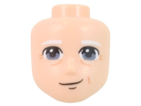Mini Doll, Head Friends Male Large with Sand Blue Eyes, White Eyebrows, and Lopsided Smile Pattern
