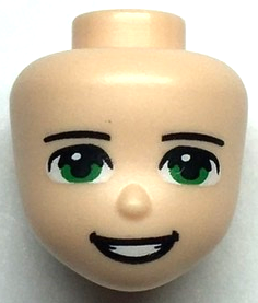 Mini Doll, Head Friends Male with Green Eyes, Black Eyebrows and Open Mouth Smile Pattern