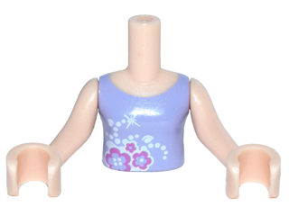 LEGO part Torso Mini Doll Girl Lavender Top with Dark Pink and White Flowers Pattern, Light Nougat Arms with Hands FTGpb072c01