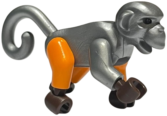 Monkey with Dark Brown Hands and Feet, 1 Flat Silver Arm, 1 Orange Arm and Orange Legs (Monkey Wretch)