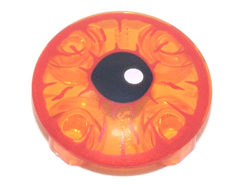 Plate, Round 2 x 2 with Rounded Bottom with Red Rimmed Bloodshot Eye, Black Pupil with White Glint Pattern